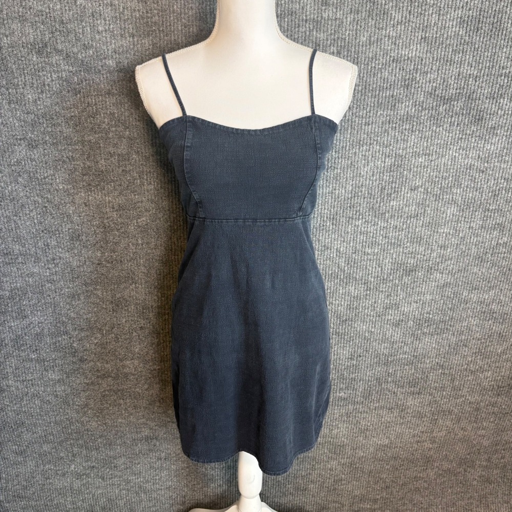 Brandy Melville Women Dark Wash Denim Mini Dress Spaghetti Strap Italy OS